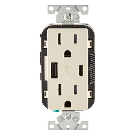 LEVITON Usb/Dplx Outlt15A Lt Alm T5633-T